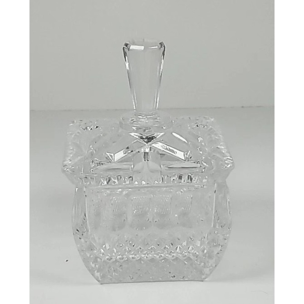 Vintage Clear Cut Lead Crystal Sugar, Jam or Jelly Bowl with Lid